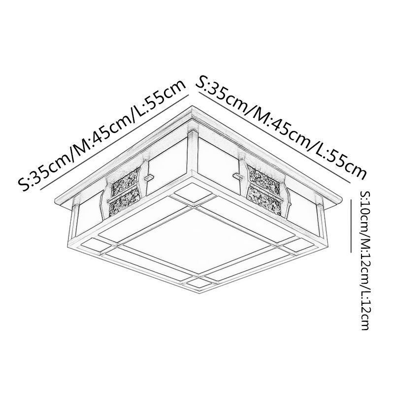 Plafoniera quadrata in legno stile retrò cinese a filo