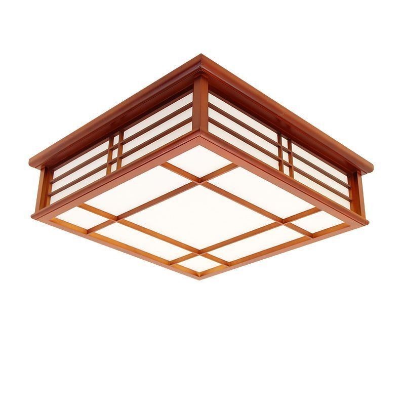 Plafoniera retrò in legno con paralume in carta Shoji