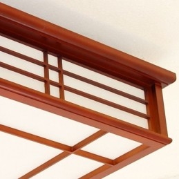 Plafoniera retrò in legno con paralume in carta Shoji