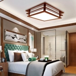 Plafoniera da soffitto retrò stile cinese in legno con paralume in carta Shoji