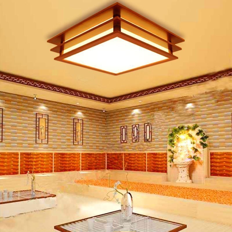 Plafoniera da soffitto retrò stile cinese in legno con paralume in carta Shoji