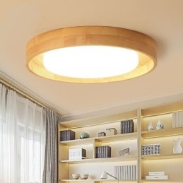 Plafoniera LED rotonda in legno e acrilico