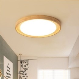 Plafoniera LED rotonda in legno e acrilico