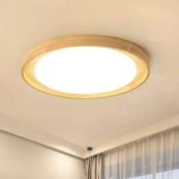 Plafoniera LED rotonda in legno e acrilico