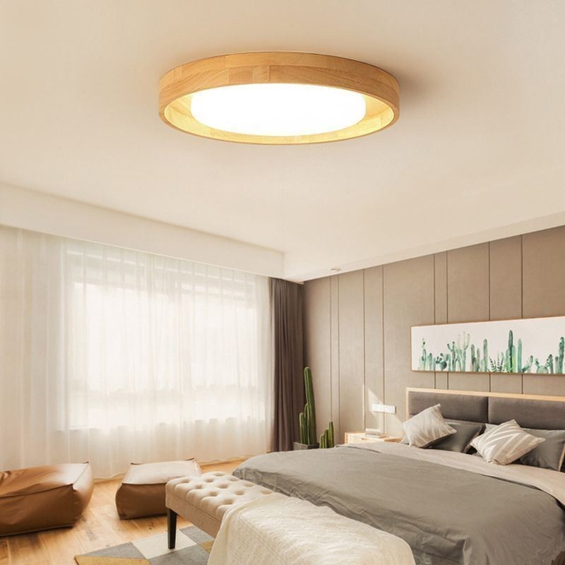 Plafoniera LED rotonda in legno e acrilico