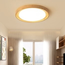 Plafoniera LED rotonda in legno e acrilico