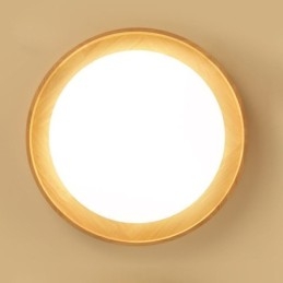 Plafoniera LED rotonda in legno e acrilico