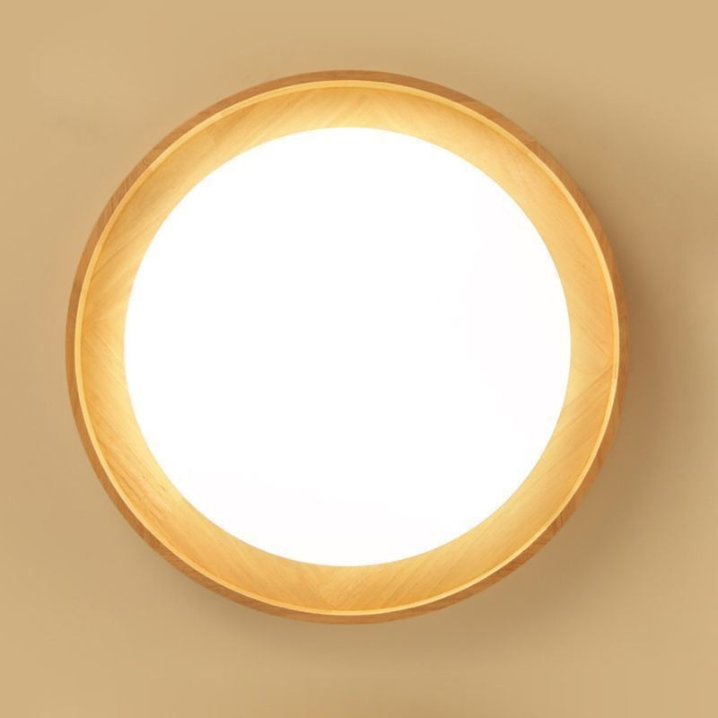Plafoniera LED rotonda in legno e acrilico