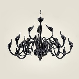 Lampadario moderno nero dipinto 24 luci G4