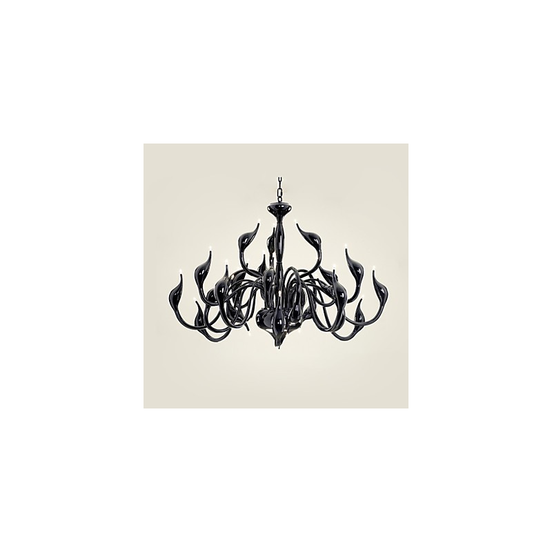 Lampadario moderno nero dipinto 24 luci G4