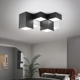Plafoniera da soffitto moderna Cubo di Rubik a LED, 6 luci, 60 W, 62×62×23 cm