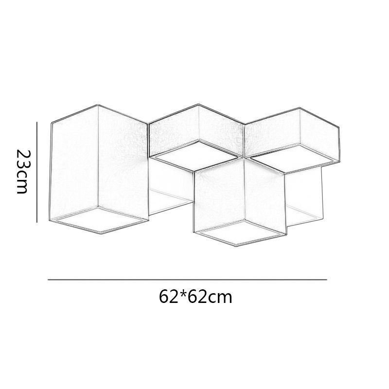 Plafoniera da soffitto moderna Cubo di Rubik a LED, 6 luci, 60 W, 62×62×23 cm