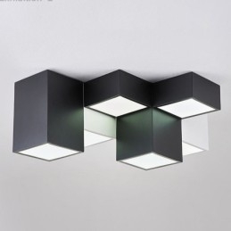 Plafoniera da soffitto moderna Cubo di Rubik a LED, 6 luci, 60 W, 62×62×23 cm