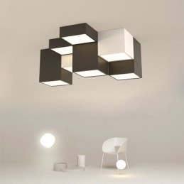 Plafoniera moderna a cubo LED 9 luci 117W 82x82x28 cm