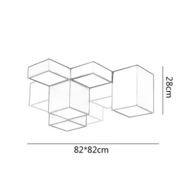 Plafoniera moderna a cubo LED 9 luci 117W 82x82x28 cm
