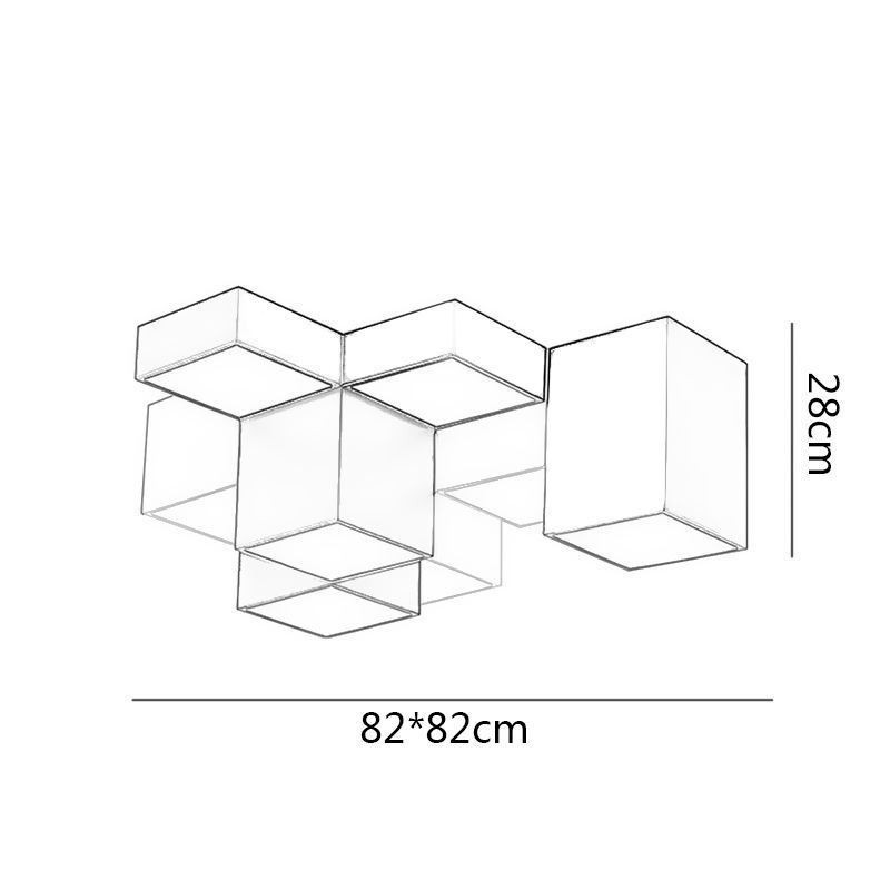 Plafoniera moderna a cubo LED 9 luci 117W 82x82x28 cm