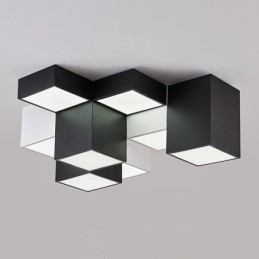Plafoniera moderna a cubo LED 9 luci 117W 82x82x28 cm