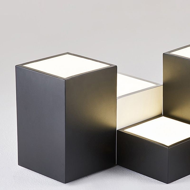 Plafoniera moderna a cubo LED 9 luci 117W 82x82x28 cm