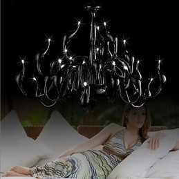 Lampadario moderno nero dipinto 24 luci G4