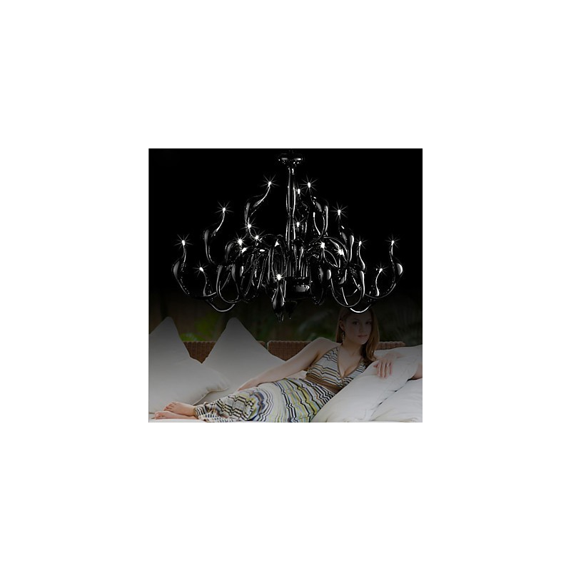 Lampadario moderno nero dipinto 24 luci G4