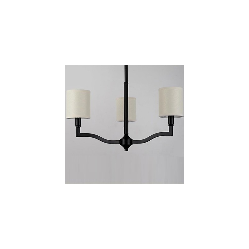 Lampadario a sospensione country americano in tessuto beige e nero