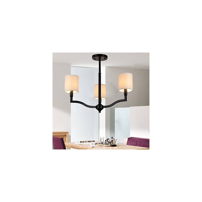 Lampadario a sospensione country americano in tessuto beige e nero