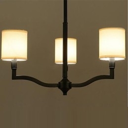 Lampadario a sospensione country americano in tessuto beige e nero