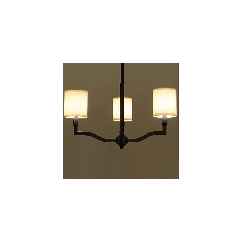 Lampadario a sospensione country americano in tessuto beige e nero