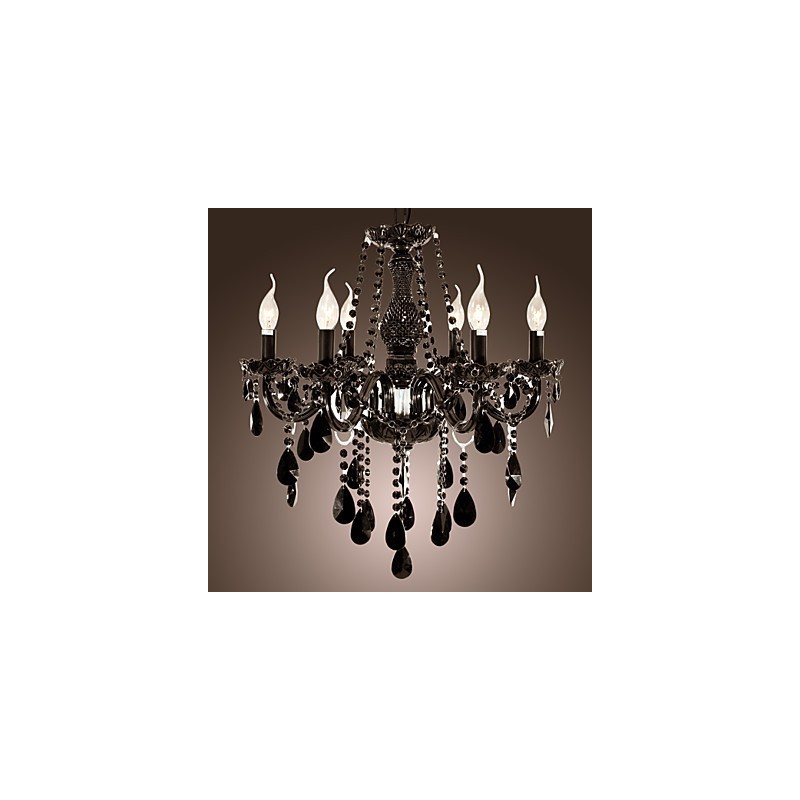 Lampadario moderno nero in cristallo 6 luci