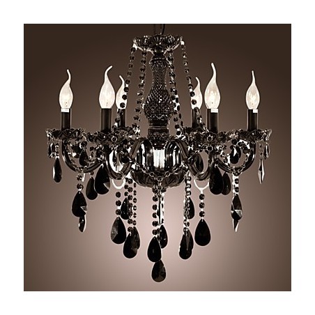 Lampadario moderno nero in cristallo 6 luci
