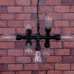 Lampadario vintage in metallo dipinto, 3 livelli, stile candela