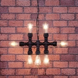 Lampadario vintage in metallo dipinto, 3 livelli, stile candela