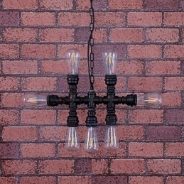 Lampadario vintage in metallo dipinto, 3 livelli, stile candela
