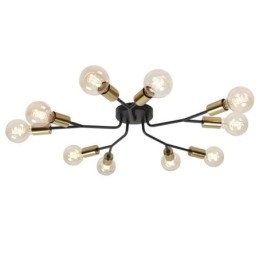 Lampadario da soffitto moderno nero vintage a filo 10 luci E26/E27 65 x 7 cm
