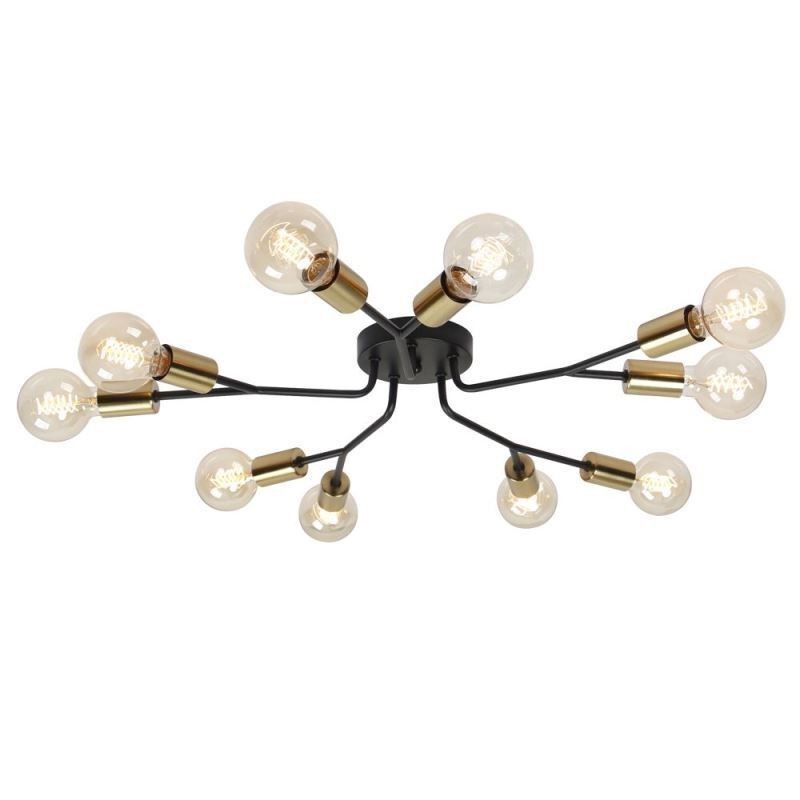 Lampadario da soffitto moderno nero vintage a filo 10 luci E26/E27 65 x 7 cm