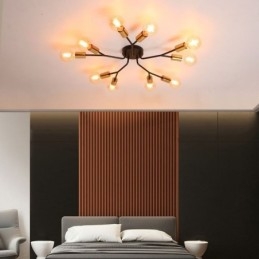 Lampadario da soffitto moderno nero vintage a filo 10 luci E26/E27 65 x 7 cm