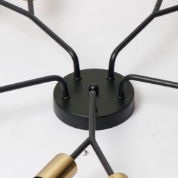 Lampadario da soffitto moderno nero vintage a filo 10 luci E26/E27 65 x 7 cm