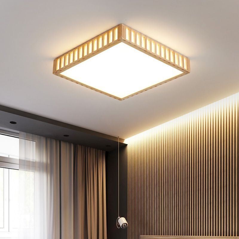 Plafoniera quadrata in legno stile giapponese