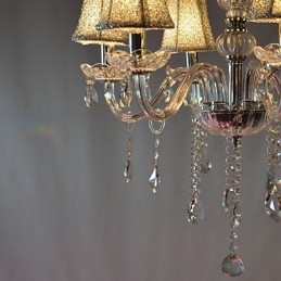 Lampadario moderno a 6 luci con cristalli, finitura cromata