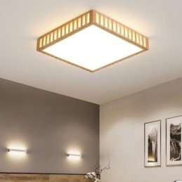 Plafoniera quadrata in legno stile giapponese