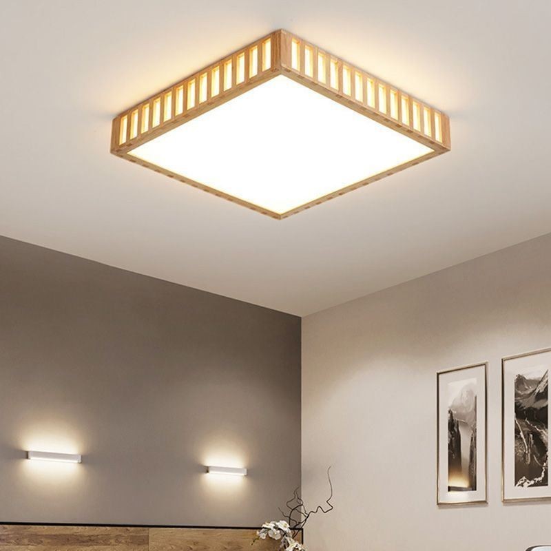 Plafoniera quadrata in legno stile giapponese