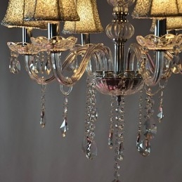 Lampadario moderno a 6 luci con cristalli, finitura cromata