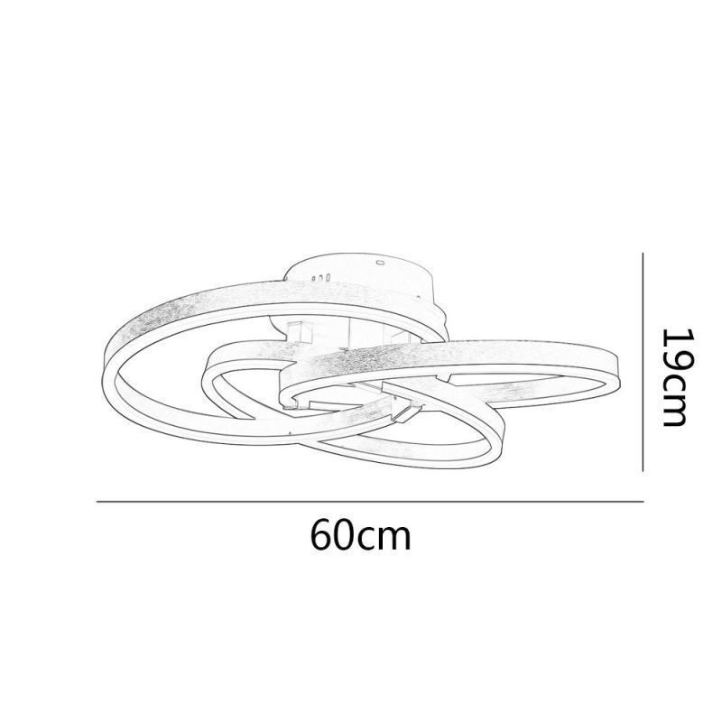 Plafoniera LED moderna a 3 anelli 50W 4000 lm dimmerabile 3000-6000K