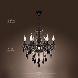Lampadario moderno nero in cristallo 6 luci