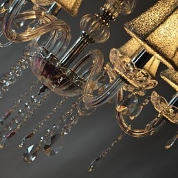 Lampadario moderno a 6 luci con cristalli, finitura cromata