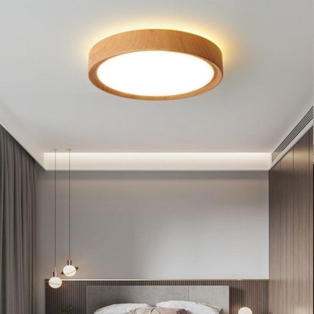 Plafoniera giapponese in legno e acrilico a filo LED