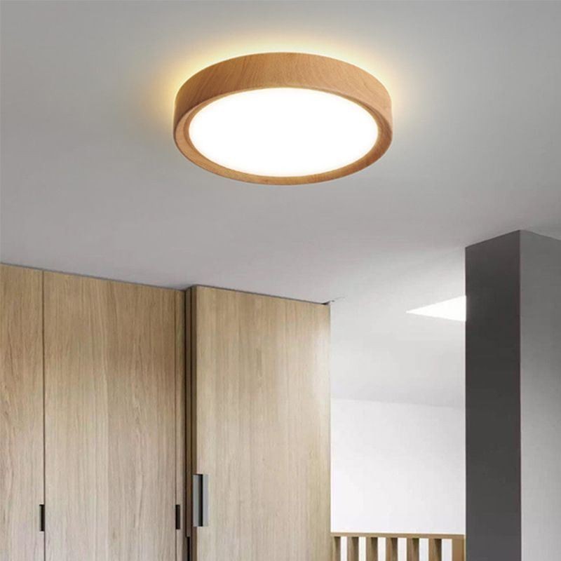 Plafoniera giapponese in legno e acrilico a filo LED