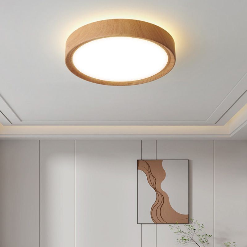 Plafoniera giapponese in legno e acrilico a filo LED