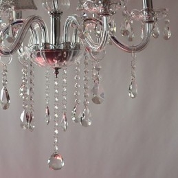 Lampadario moderno a 6 luci con cristalli, finitura cromata