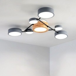 Plafoniera moderna a filo in acrilico a forma molecolare, 7 luci, 80 x 10 cm